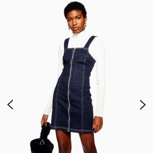 NWT TOPSHOP denim stretch pinafore dress